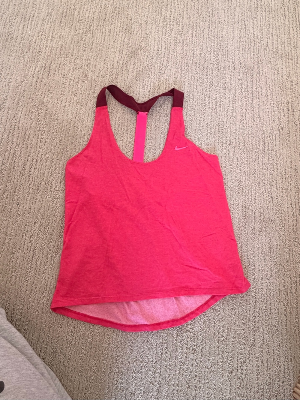Nike Women’s Neon Pink Racerback Training Tank with Dark Maroon Straps